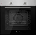 HYE Four encastrable électrique moderne, 60 cm, inox et verre noir, 7 fonctions, ventilation intégrée