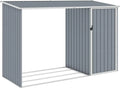 Abri de Jardin Multifonction pour Bois de Chauffage - Rangement Extérieur avec Étagères Métalliques - Gris