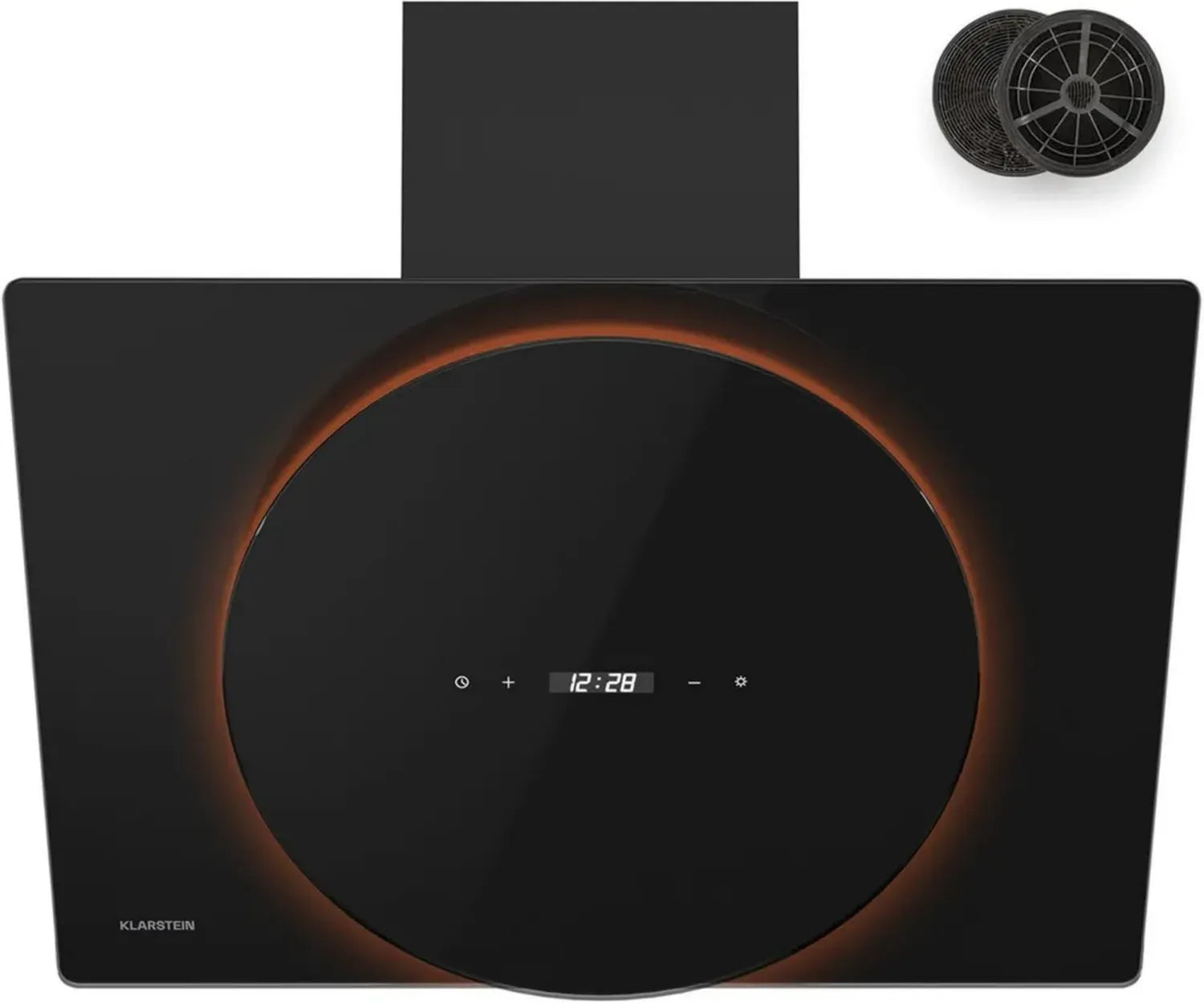 Klarstein Total Eclipse Hotte Aspirante 60 cm - Design Épuré, 600 m³/h, LED Réglable, Classe Énergétique A, Commande Tactile, Filtre à Charbon Actif, Noir