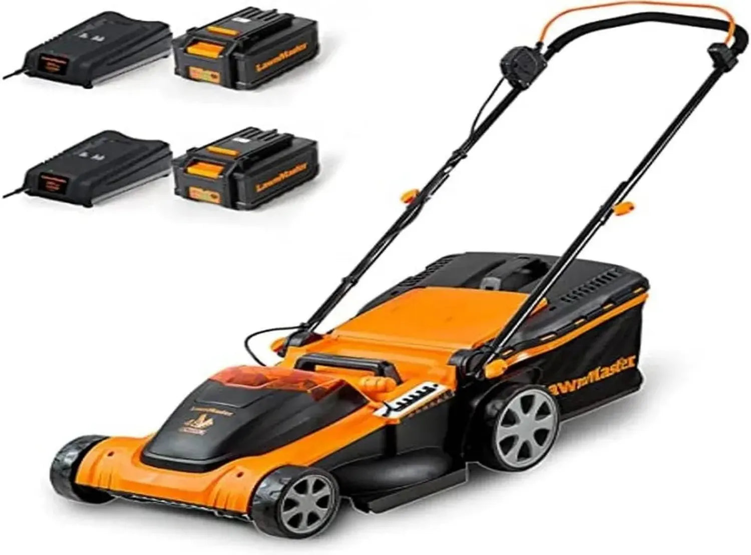 Tondeuse à Gazon Électrique 48V avec Batterie 4.0Ah, Largeur 41cm, Surface Jusqu'à 450m², Mulching 42L, Hauteur Réglable 6 Niveaux
