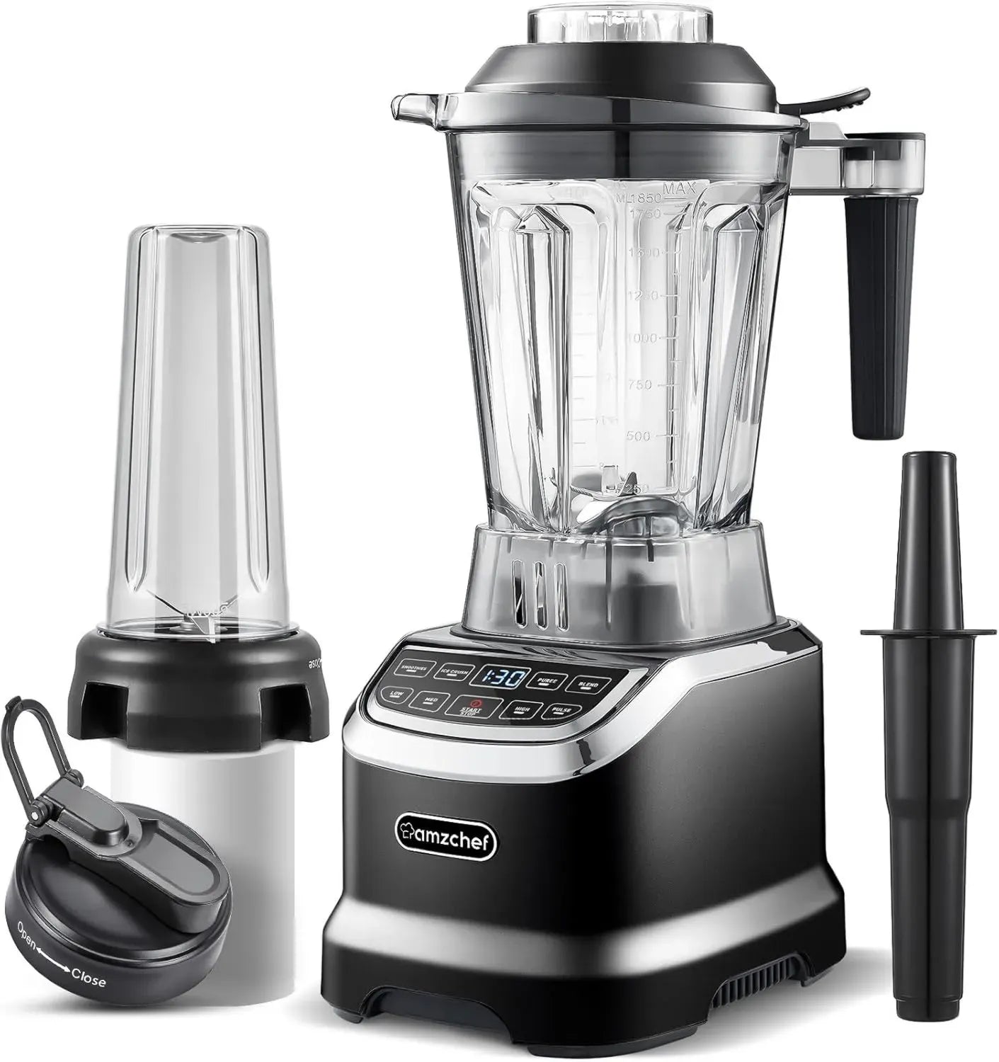 Mixeur Professionnel AMZCHEF 1800W, Blender Multifonction avec Écran Tactile, 6 Lames 3D - Noir