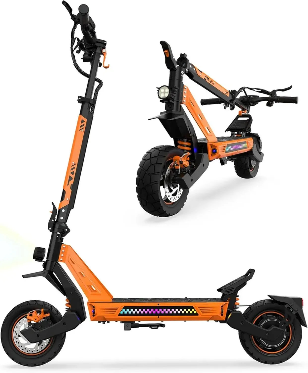 Trottinette Électrique Adulte, 85 km Autonomie, Amortisseurs Hydrauliques, Double Moteur, Pneus 12 Pouces Tout-Terrain