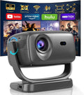 Projecteur Home Cinéma 4K, 26000 Lux, WiFi 6 et Bluetooth, Mise au Point Électrique, Correction Trapèze, Compatible iOS/Android