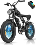 Vélo Électrique Fat Bike YVY avec Batterie Amovible, Autonomie Jusqu'à 300km, VTT 7 Vitesses, Double Suspension et Disques, Écran LCD