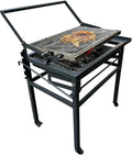 Gril à Charbon Rotatif 360° Portable avec Grilles en Acier Inoxydable, Support Réglable pour BBQ en Camping, Pique-Nique et Jardin