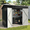 Cabane de Jardin en Métal Gris avec Toit Incliné et Serrure 241x126x181 cm