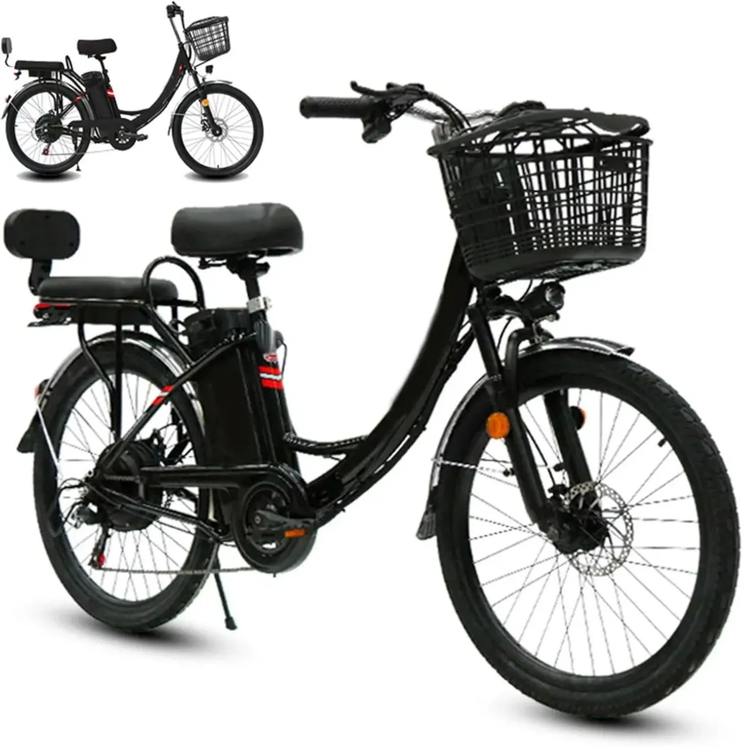 Vélo Électrique Adulte 48V, Autonomie Étendue, 7 Vitesses, Phares LED, Charge 150kg