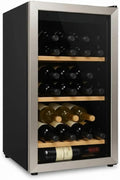 Cave à Vin 22 Bouteilles en Inox avec Clayettes en Bois 92L – Température Réglable 6-14°C