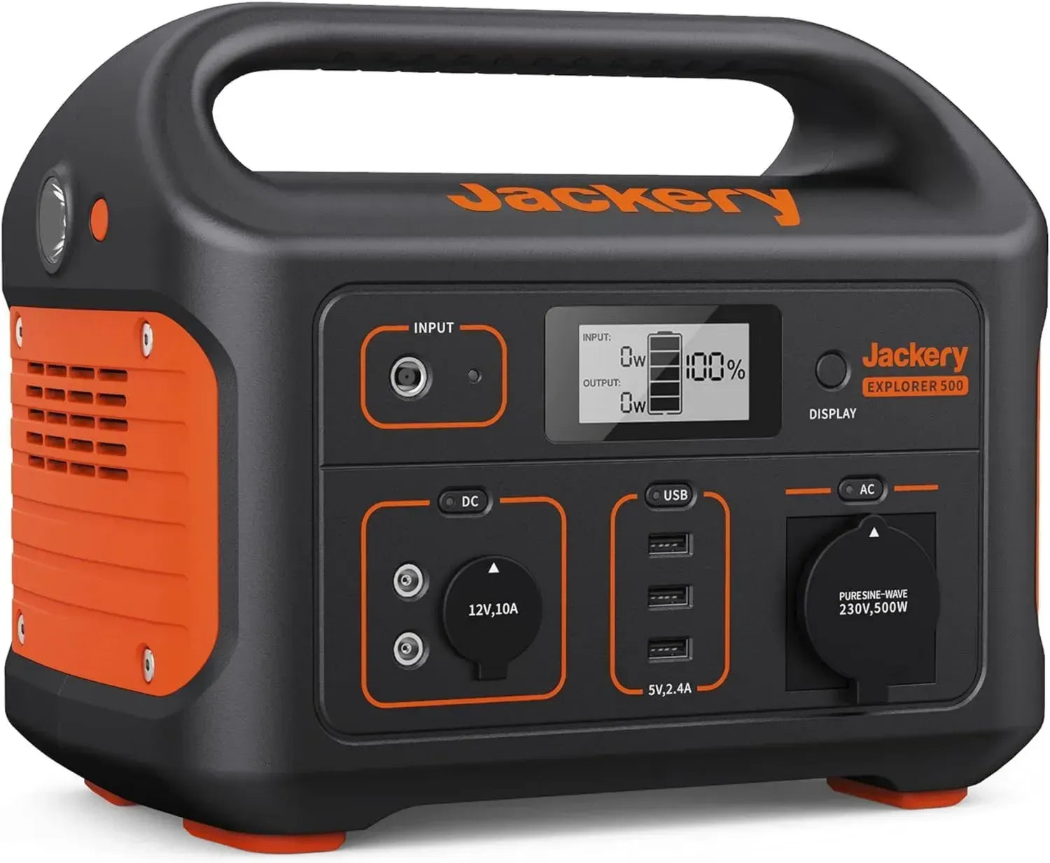 Station Électrique Portable Jackery Explorer 500 - 518Wh, Prise CA 230V, 3 Ports USB-A, Idéale pour Camping et Urgences