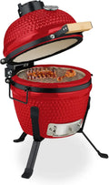 Gril Kamado en Céramique avec Thermomètre, Ø 26 cm, BBQ et Fumoir, Rouge