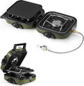 Réchaud de Camping Pliable 2-en-1 avec Grill - 2 Brûleurs Réglables