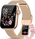 Montre Intelligente Femme 1.83' avec Appel, 3 Bracelets, Suivi de Santé Complet, Modes Sportifs Multiples, Étanche IP68, Compatible Android iOS, Or Rose