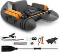 COSTWAY Bateau de Pêche Gonflable avec Accessoires Ajustables et Rangement, Capacité 150 KG