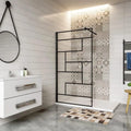 Paroi de douche italienne 80x200cm en verre trempé 8mm avec traitement anticalcaire et barre de fixation noire 90cm - Design moderne