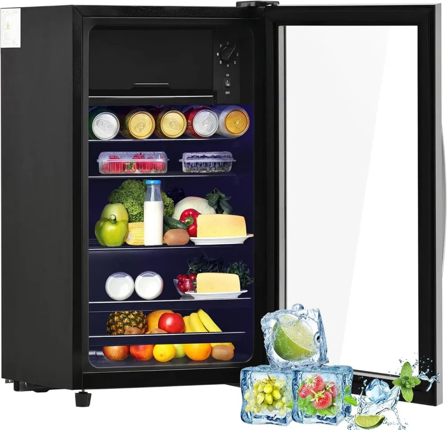 Mini Réfrigérateur Merax 76L - Compact avec Congélateur et Éclairage LED, Idéal pour Bar et Restaurant