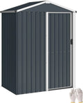Abri de Jardin Métal Outsunny avec Porte Coulissante, 136x87x179 cm, Toit Pointu, Rangement Outils en Acier, Gris Foncé