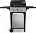 Barbecue à gaz 3 brûleurs inox – Extérieur style armoire avec roulettes – Revêtement haute température – Design élégant noir
