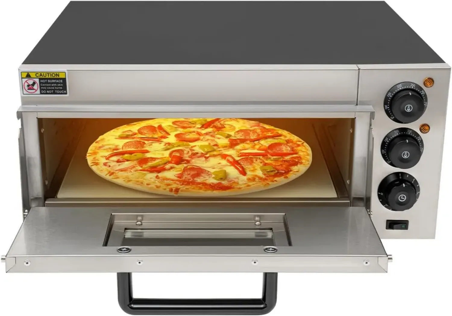 Four à pizza 2000W 20L avec thermostat et minuterie, gants thermorésistants inclus