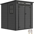 Outsunny Cabane de Jardin 2,89 m² en Aluminium avec Sol, Abri d'Outils à Double Porte Sécurisée, Ventilation, 3 Fenêtres, Toit Inclinable, Gris Anthracite