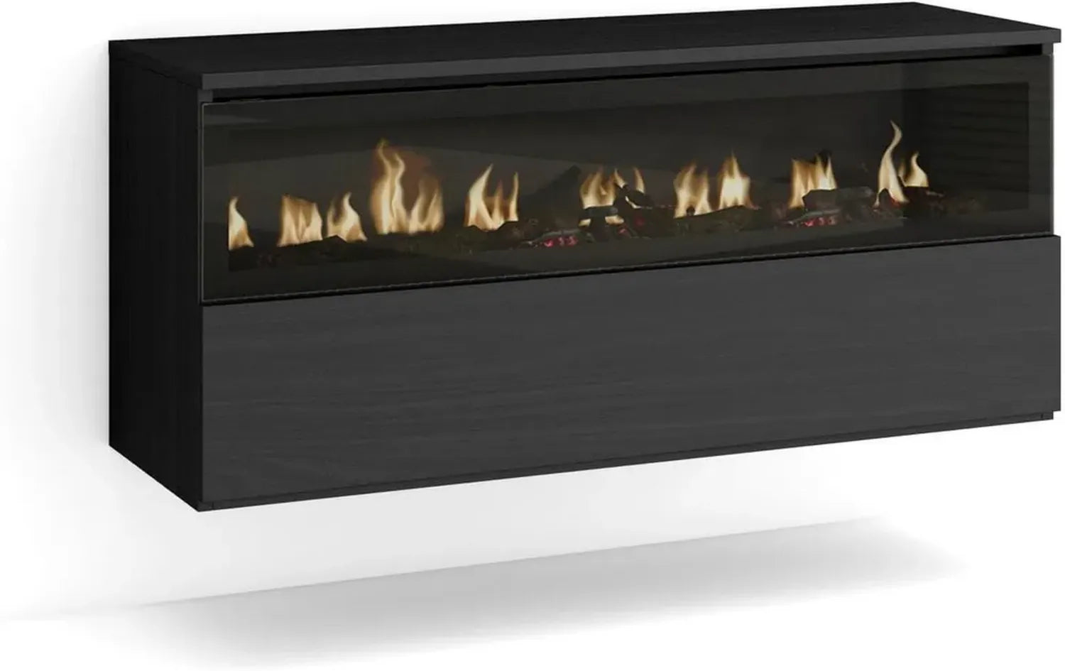 Cheminée Électrique LED Moderne Noir 102x45x35 cm | Effet Flamme Réaliste | Installation Murale