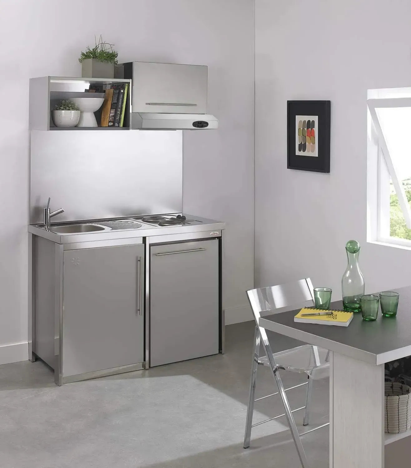 Ensemble de Cuisine Complète Metalline 120x60 Gris Aluminium
