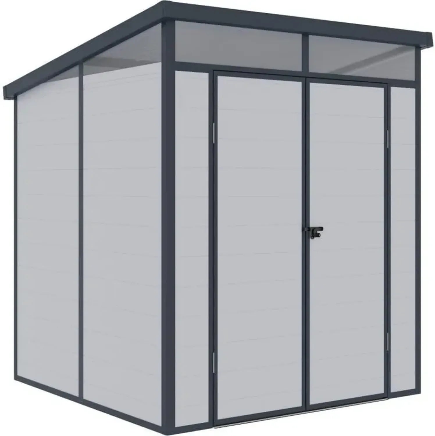 Abri de Jardin en Résine 3,24m² Gris Clair avec Toit Plat et Portes Doubles