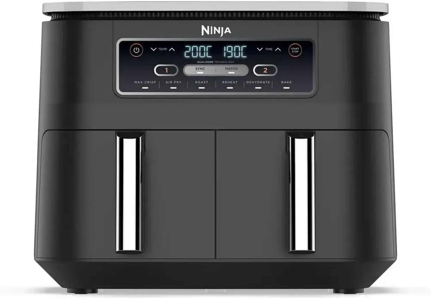 NINJA Airfryer Double Zone, 7,6L, 6 Fonctions, Noir, Tiroirs Antiadhésifs