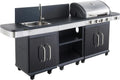 Ensemble modulable FIDGI 4 pour extérieur - Barbecue gaz 4 brûleurs avec housse, thermomètre, meuble et évier