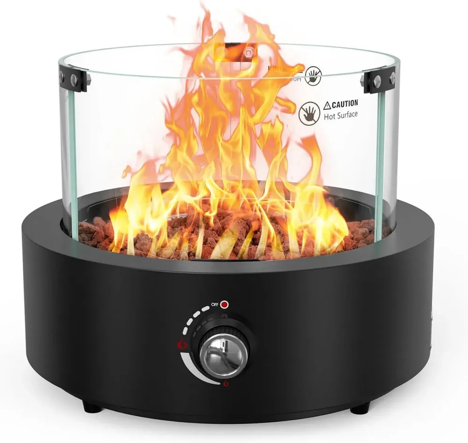 Table de Foyer à Gaz Onlyfire avec Protection en Verre, Chauffage Extérieur pour Terrasse et Jardin