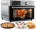 Friteuse à Air XXL 1800W avec 21 Fonctions, Grand Four Électrique à Pizza et 7 Accessoires, Argent