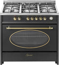 Cuisinière à gaz électrique rétro 90 cm, 121L, 8 fonctions, chaleur tournante, barbecue, 5 brûleurs haute qualité, 4 kW WOK, compatible gaz naturel et propane