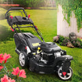 Tondeuse à gazon thermique BRAST 224cc 3 roues, démarrage électrique, 53cm, vitesse ajustable, coupe mulching 4 en 1, châssis acier, bac 60L