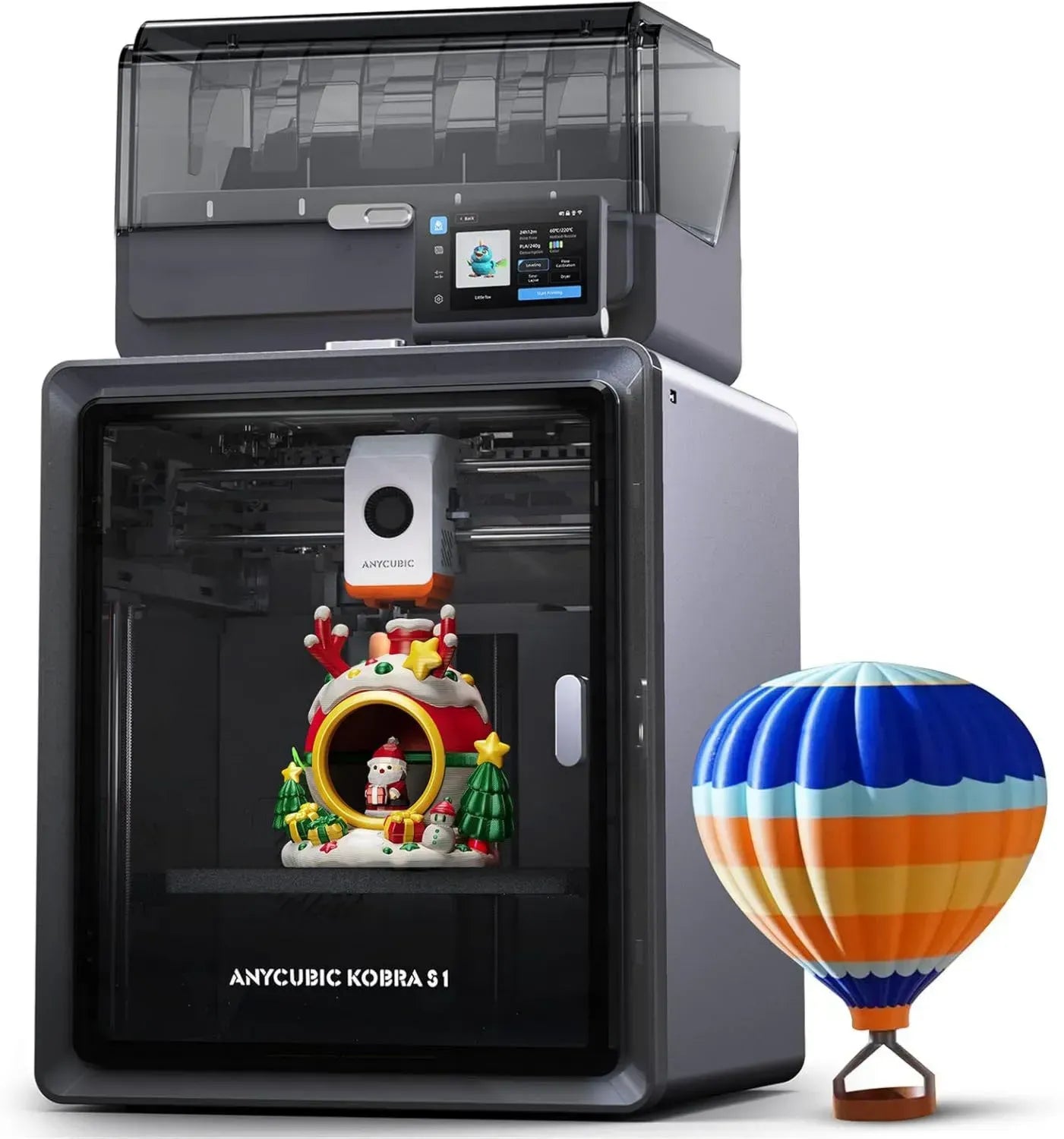 Imprimante 3D Anycubic Kobra S1 Combo, Impression FDM Ultra-rapide 600mm/s, Structure CoreXY Fermée, Séchage Actif, LeviQ 3.0, Compatibilité avec Filaments PLA/PLA+/PETG/ASA/ABS
