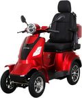 Scooter de Mobilité Électrique à 4 Roues pour Seniors et PMR, Confort Optimal et Sécurité - Modèle RIDE66 RC60, Rouge avec Siège Capitaine