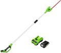 Taille-haie télescopique sur batterie 24V, lames double action 51 cm, coupe 18 mm, tête pivotante 125°, kit avec chargeur, garantie 3 ans