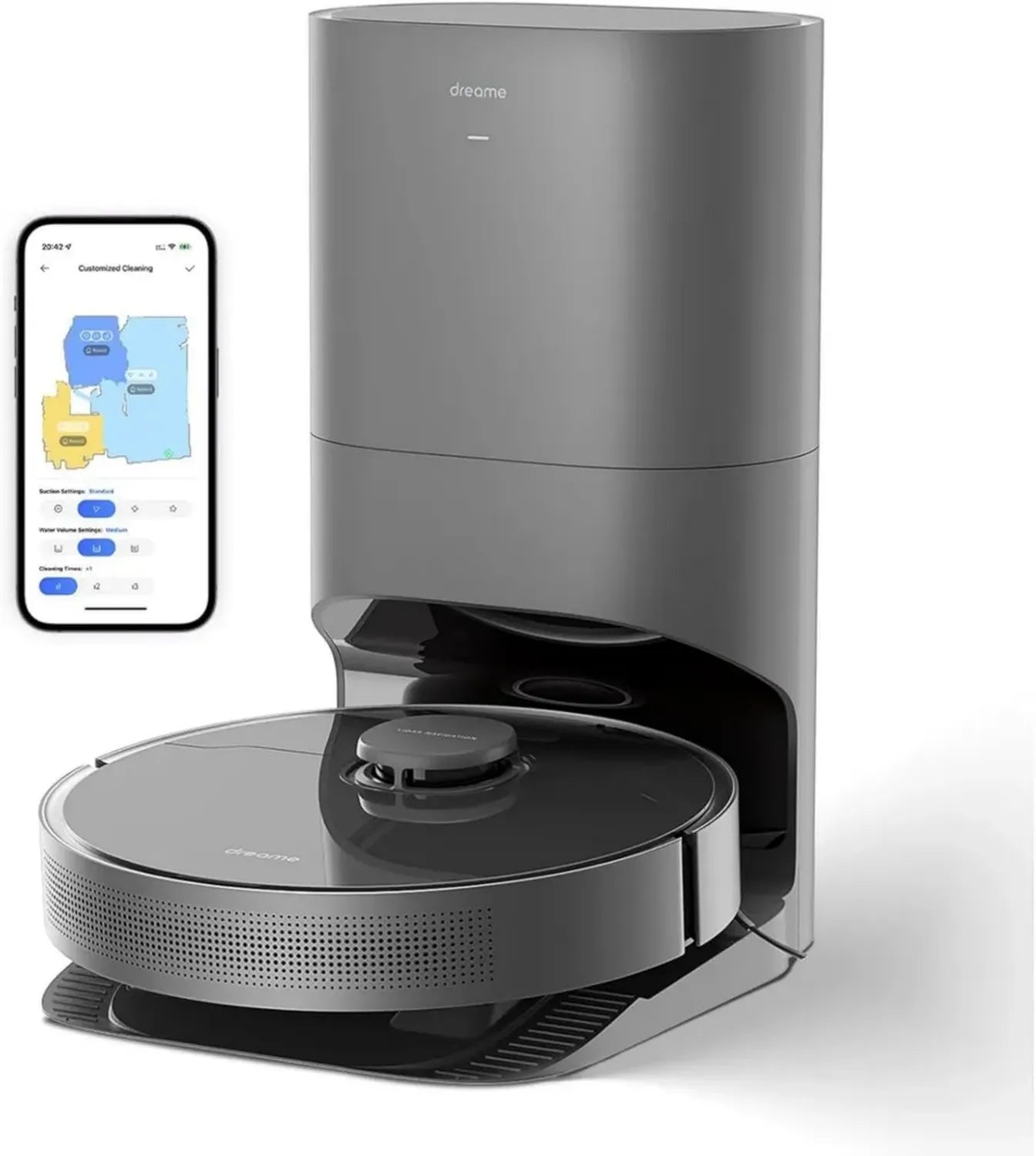 Aspirateur Robot Dreame D10s Plus avec Vidange Automatique et Navigation LDS Avancée, Puissance 5000 Pa, 280 Min d'Autonomie, Contrôle par Application et Caméra Intégrée