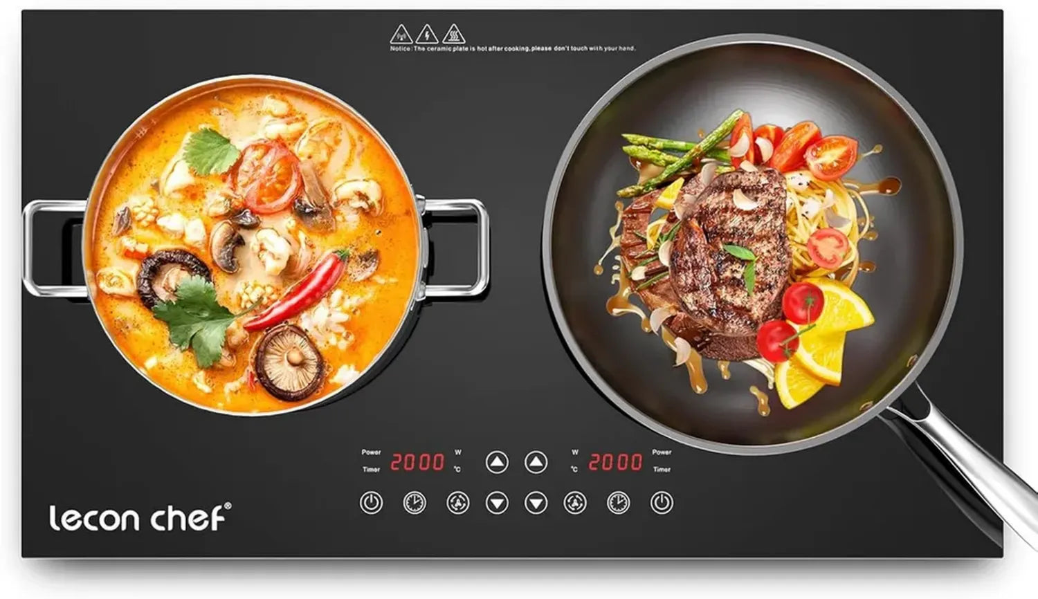 Plaque de Cuisson Induction Double 4000W, Thermostat Indépendant, Écran Tactile, Minuterie 240 min