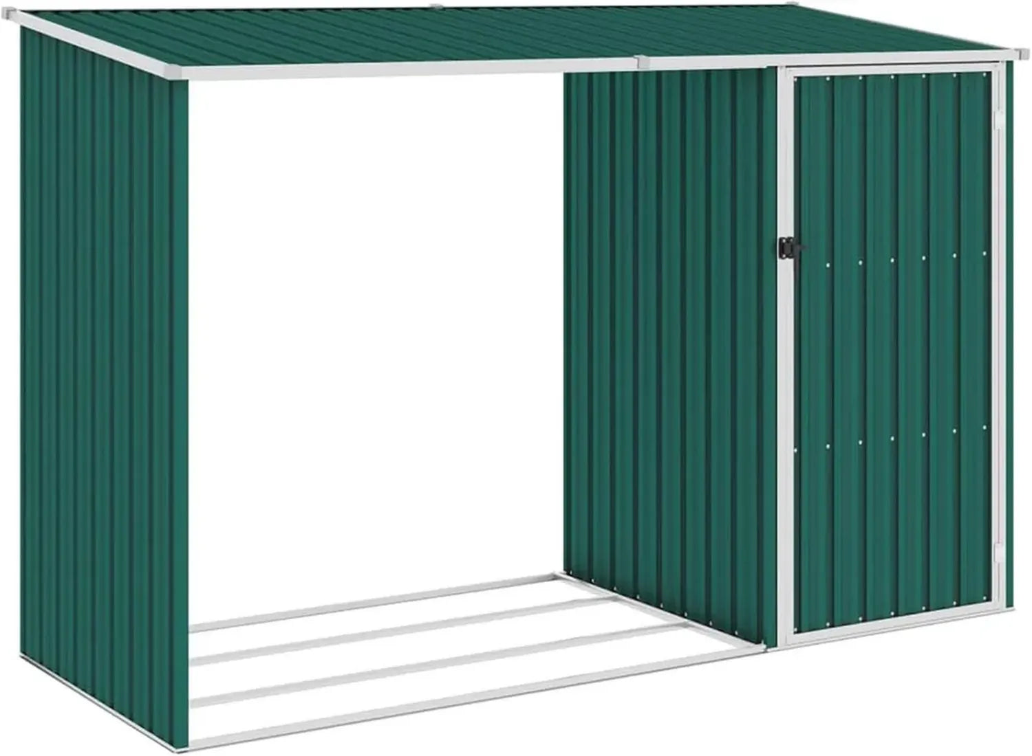 Abri de Jardin en Acier Galvanisé Vert 245x98x159 cm pour Rangement et Outils