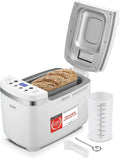 Machine à Pain TZS First Austria 850W, 14 Programmes, Capacité 900-1350g, Départ Différé, Maintien au Chaud, Arrêt Automatique, Minuteur et Écran LCD, Blanc