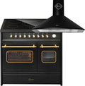 Cuisinière électrique 90 cm avec double four et hotte aspirante