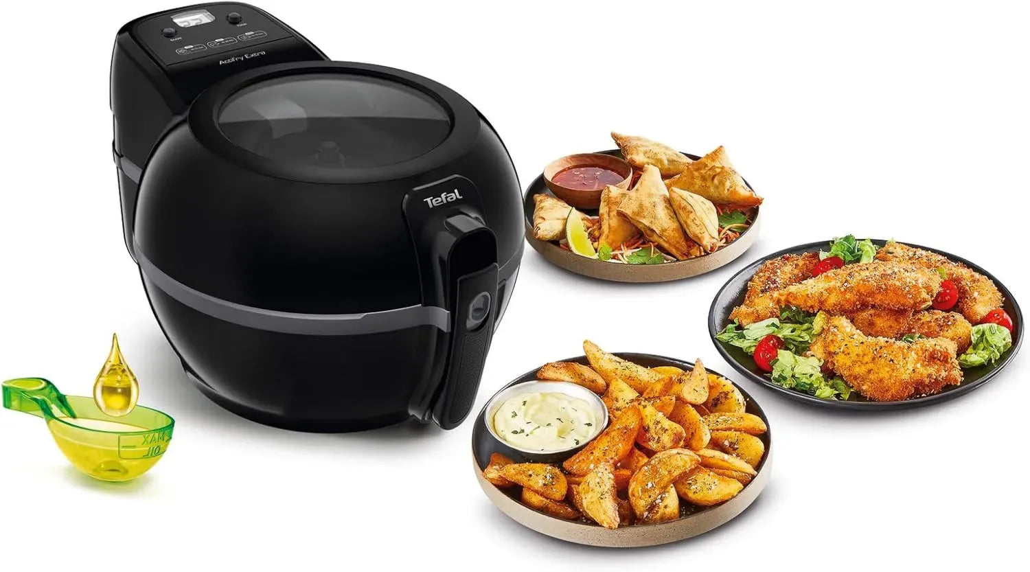 Tefal Actifry Extra Friteuse Sans Huile, Capacité 1,2 kg, Sans Odeur, Température Automatique, Mélangeur et Couvercle en Verre