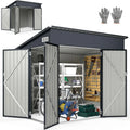 Abri de Jardin en Métal 235x174x197CM avec Portes Verrouillables et Fenêtres - Résistant aux Intempéries pour Stockage Extérieur - Gris
