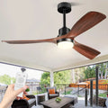 Ventilateur de plafond moderne avec lumière intégrée et télécommande, moteur DC silencieux réversible, 132 cm, 3 pales en bois pour intérieur et extérieur