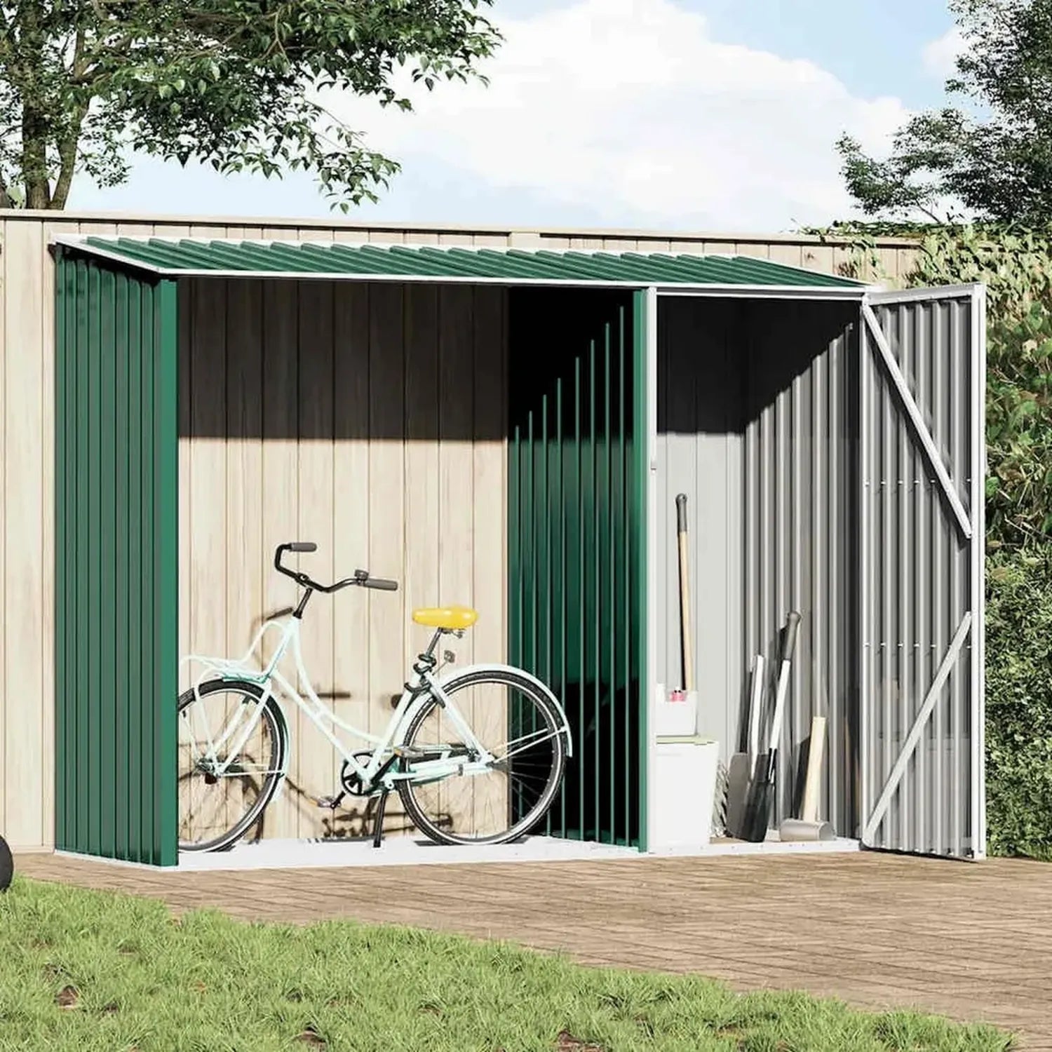 Abri de Jardin en Acier Galvanisé Vert 245x98x159 cm