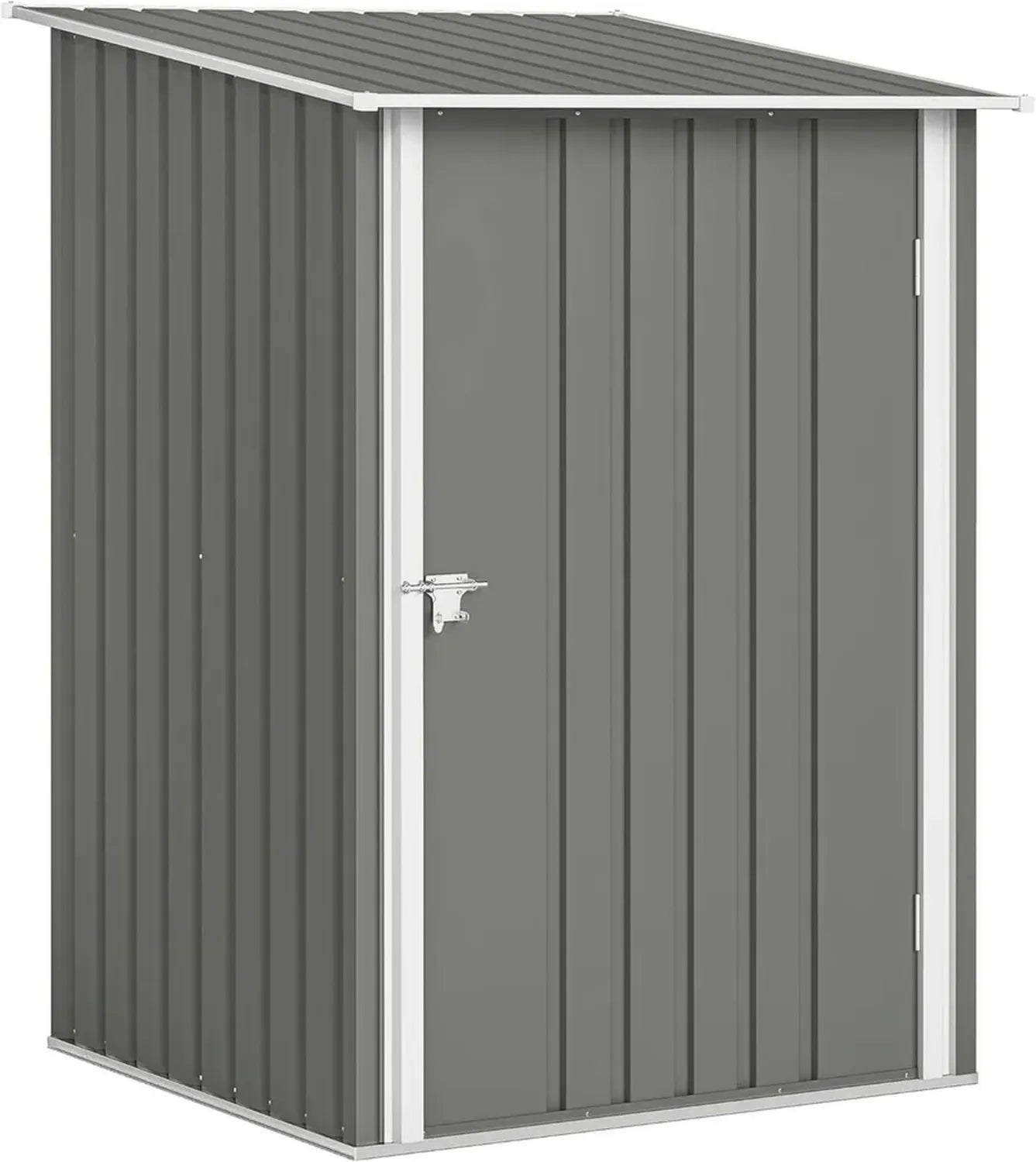 Outsunny Remise de Jardin en Acier Galvanisé avec Porte Verrouillable, Toit Pentu, 0,92 m², Gris