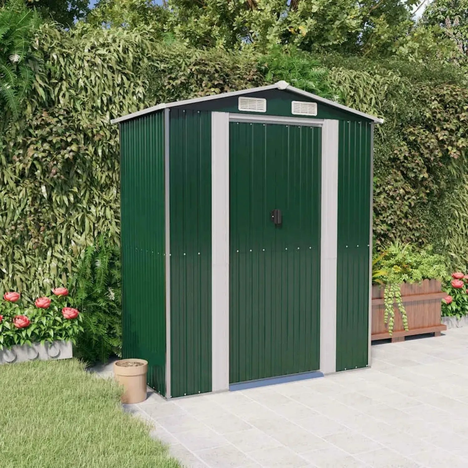 Abri de Jardin en Acier Galvanisé Vert 192x108x223 cm, 41.28 kg