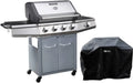 Barbecue à Gaz 5 Brûleurs avec LED et Housse de Protection, 15.2 kW, Argenté